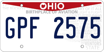 OH license plate GPF2575