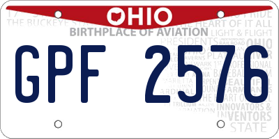 OH license plate GPF2576