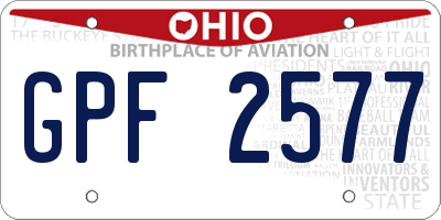 OH license plate GPF2577