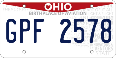 OH license plate GPF2578