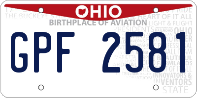 OH license plate GPF2581