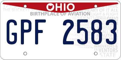OH license plate GPF2583