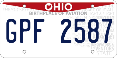 OH license plate GPF2587