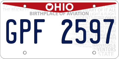 OH license plate GPF2597
