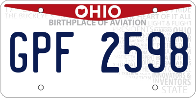 OH license plate GPF2598