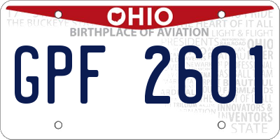OH license plate GPF2601