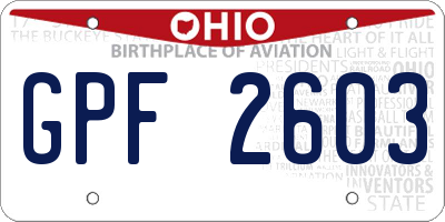 OH license plate GPF2603