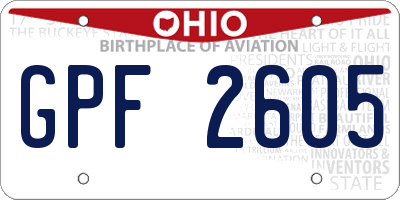 OH license plate GPF2605