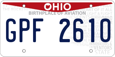 OH license plate GPF2610