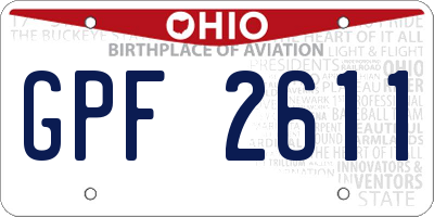 OH license plate GPF2611