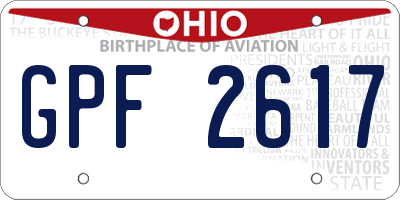 OH license plate GPF2617