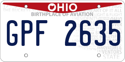 OH license plate GPF2635