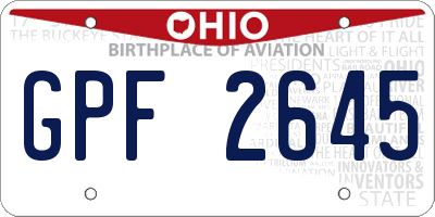 OH license plate GPF2645