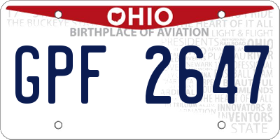 OH license plate GPF2647