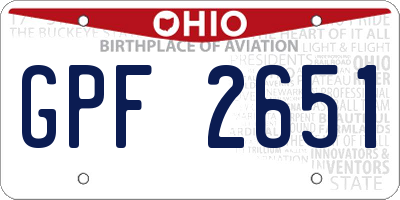 OH license plate GPF2651