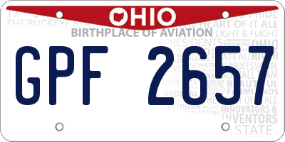 OH license plate GPF2657