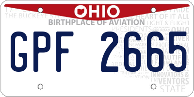 OH license plate GPF2665
