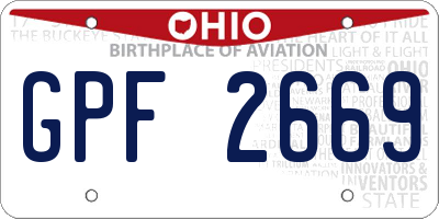 OH license plate GPF2669