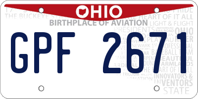 OH license plate GPF2671
