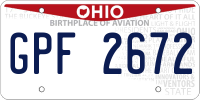 OH license plate GPF2672