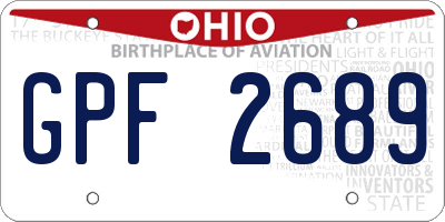 OH license plate GPF2689