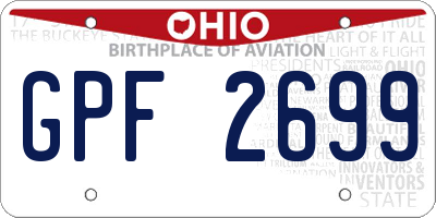 OH license plate GPF2699