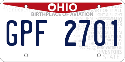 OH license plate GPF2701
