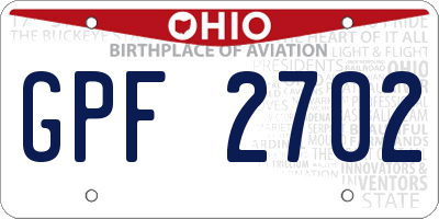 OH license plate GPF2702
