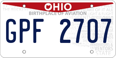 OH license plate GPF2707