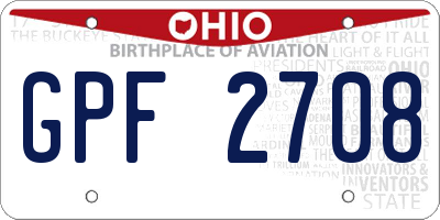 OH license plate GPF2708