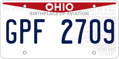 OH license plate GPF2709