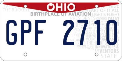 OH license plate GPF2710