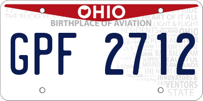 OH license plate GPF2712