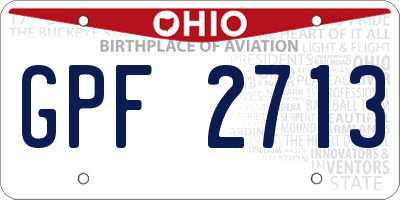 OH license plate GPF2713