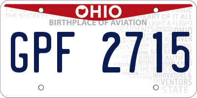 OH license plate GPF2715