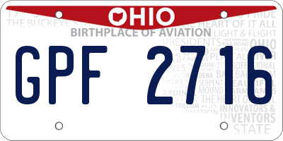 OH license plate GPF2716