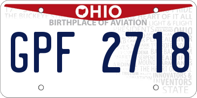 OH license plate GPF2718