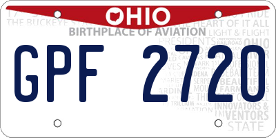 OH license plate GPF2720