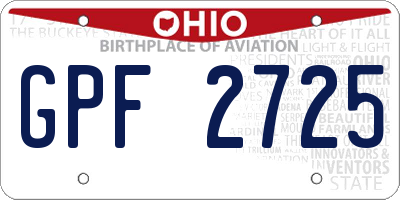OH license plate GPF2725