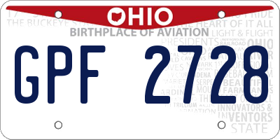 OH license plate GPF2728