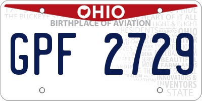 OH license plate GPF2729