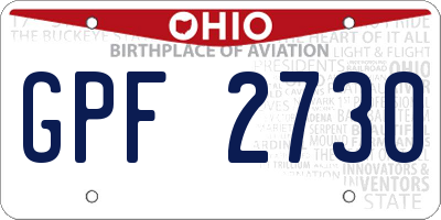 OH license plate GPF2730