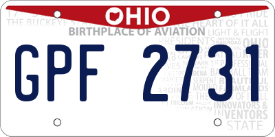 OH license plate GPF2731
