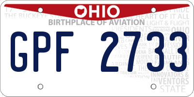 OH license plate GPF2733