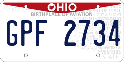 OH license plate GPF2734