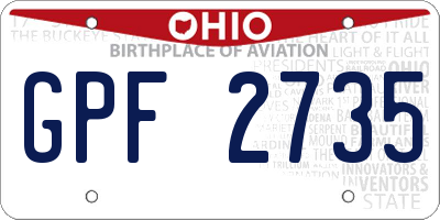 OH license plate GPF2735