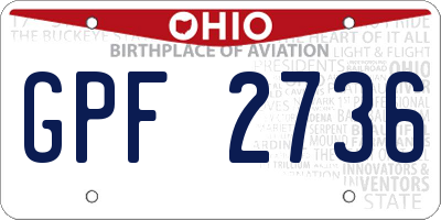 OH license plate GPF2736