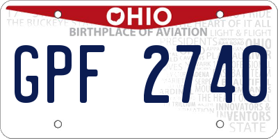 OH license plate GPF2740