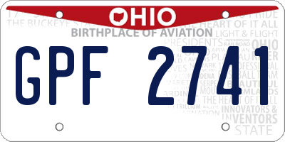 OH license plate GPF2741