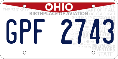 OH license plate GPF2743
